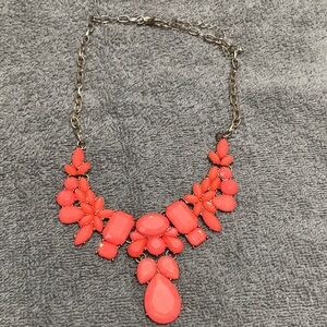 Coral Pink Statement Bib Necklace - Unbranded
